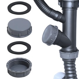 2 Pcs 45mm Kitchen Sink Waste Pipe Blanking Cap, Female Thread, for Washing Machine, Plumbing Fittings, Trap Blanking Cap, Washer Stop Ends, Sealing Joints & Pipe Ends (Grey)