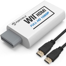 PORTHOLIC Wii to HDMI Converter 1080P for Full HD Device, Wii HDMI Adapter with 3,5mm Audio Jack&HDMI Output Compatible with Wii, Wii U, HDTV, Monitor-Supports All Wii Display Modes 720P, NTS - Color: black