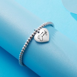 VIMIEW I Am Enough Heart Bracelet Adjustable Beads Friendship & Family Bracelet Gift Womens Inspired Bracelets Jewelry Gifts for Women Daughter Sister Bestfriend.