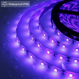 Super Bright 60W LED UV Black Light Strip, Waterproof Blacklights 5M/16.4ft 3528SMD 300LED Ultraviolet Light for Party Night Fishing with 12V 5A Power Supply