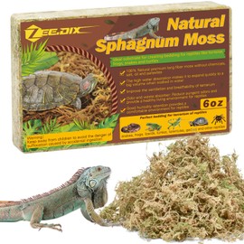 ZeeDix 6OZ Sphagnum Moss for Reptiles, 50QT Premium Dried Moss for Terrarium Long Fibered Leopard Gecko Moss Natural Sphagnum Peat Moss Bedding for Frogs Anoles Snake Turtle Plants