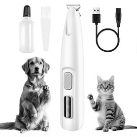 Professional Dog Paw Trimmer Electric, Pet Paw Trimmer with LED Light, Pet Hair Clippers Rechargeable Low Noise, Grooming Shaver for Dogs Cats Eyes Face Ears Feet Rump Hair, Waterproof, Cordless