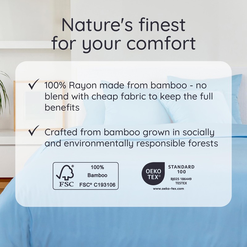 Bambaw Double Fitted Sheet Bamboo, 140x200 cm, Deep Pocket 35