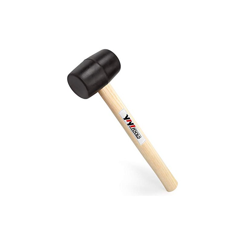 YIYITOOLS YY-2-005 Rubber Mallet Hammer With Wood Handle–8-oz, black