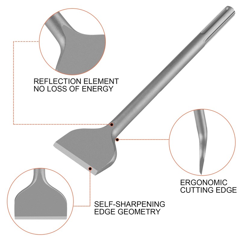 Firecore Tile Chisel SDS Max 300×80mm Angled Chisel, Wide Flat