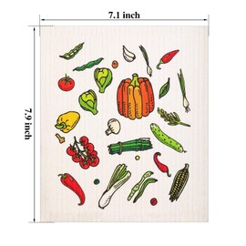 Remagr 18 Pcs Swedish Kitchen Dish Towels Kitchen Cloths Reusable Sponge Cleaning Cloths Absorbent Dish Cloth Quick Drying Washable Cleaning Wipes No Odor Hand Towel (Fruits)