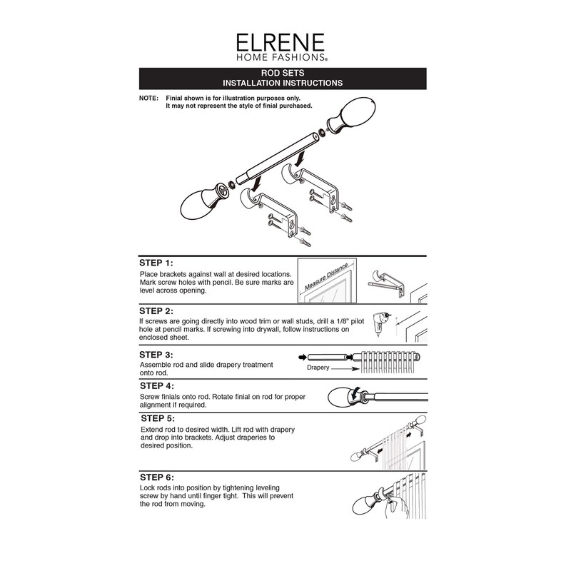 Elrene Home Fashions Serena Single Curtain Rod for Curtains and
