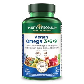 Purity Products - Fórmula Vegana Omega 3-6-9, Complejo de Ácidos Grasos Esenciales, 60 Cápsulas