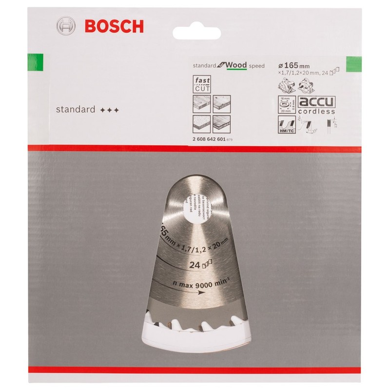 Bosch 2608642601 Circular Saw Blade"Top Precision" Sewoh 6.5inx20mm 24T