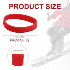lasuroa 32pcs Ski Brake Retainers, Snowboard Brake Bands Retainers Brake Strap Rubber Band for Winter Ski Accessory (Red)