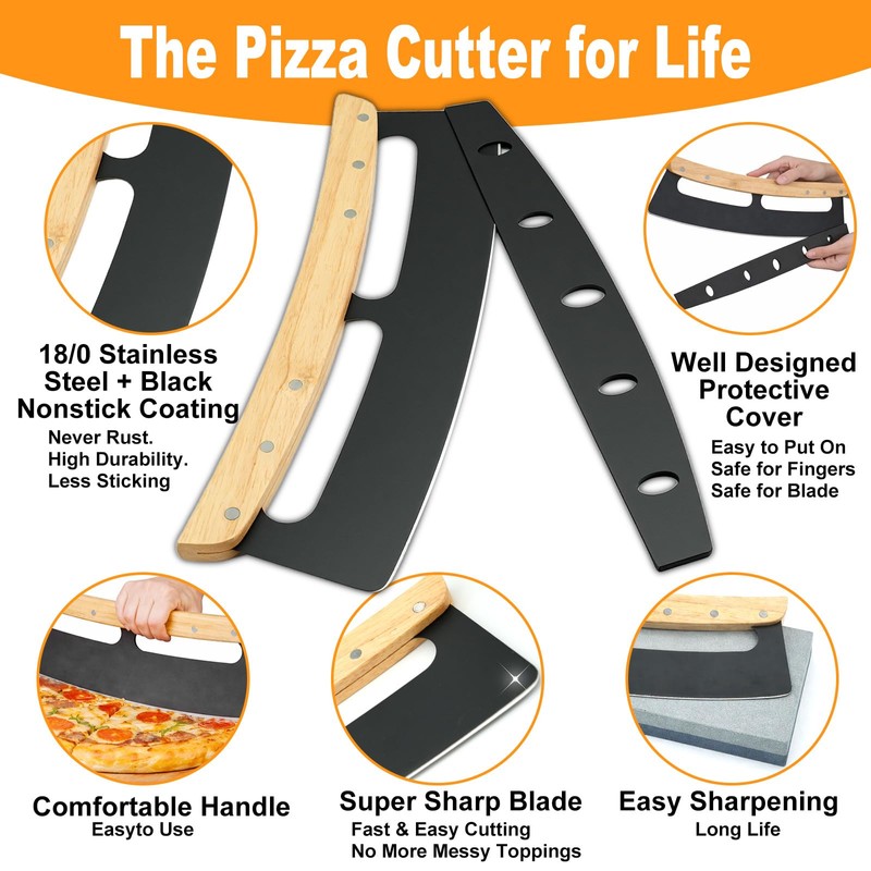 Pizza Cutter Rocker Blade 14 Inch - Razor Sharp Stainless