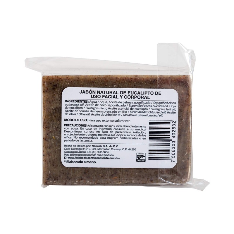 bienestar NEEM ERFRE Jabón Natural Artesanal Eucalipto con Aceite Neem