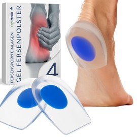 YOGAMEDIC YOGAMEDIC Fersenpolster für Schuhe, Fersensporn, 4 Stück, orthopädische Gel-Ferseneinlage, Fersenpolster für Achillessehne, Plantarfasziitis, Einlegesohle (Größe 35-39)