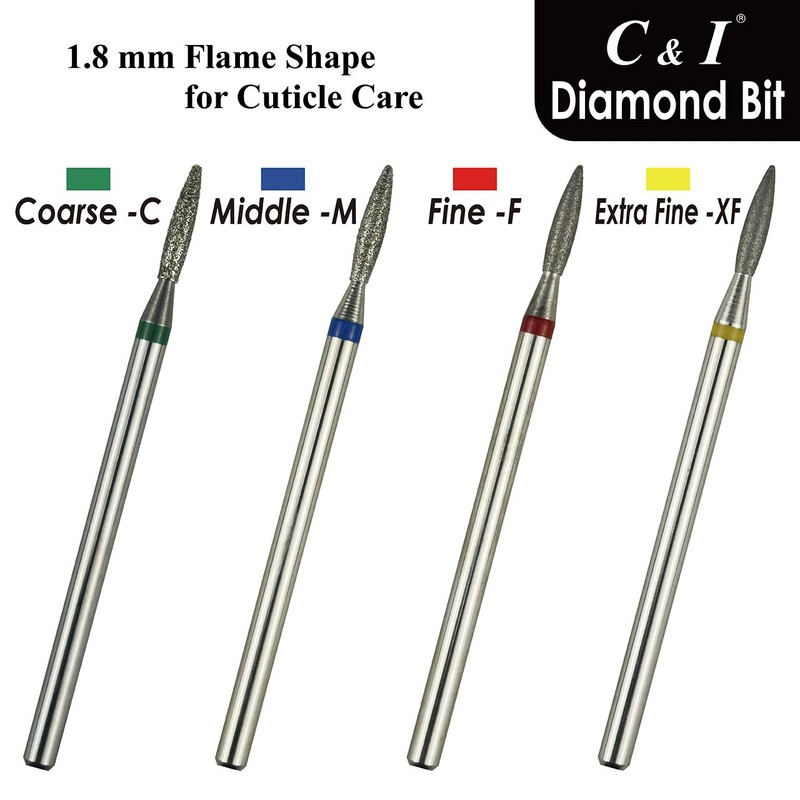 C & I Diamond Nail Drill Bit Flame Shape E-File