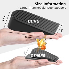 Door Stoppers 3 Pack, Extra Large Door Wedges Indoors Outdoors, Heavy Duty Door Stops for Floor, Non-Slip Door Stops for Patio Garage Home School Garage, Black