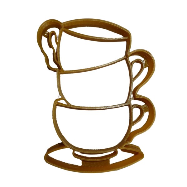 STACKED TEACUPS TEA CUPS DETAILED SHAPE COOKIE CUTTER MADE IN
