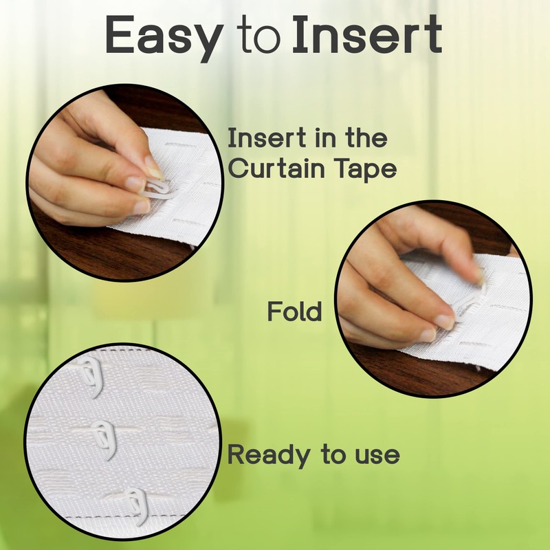 Yuhman 120 Pack Curtain Hooks Plastic White – 2.8cm x