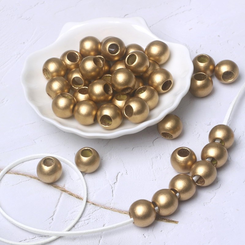 120 15mm Wood Beads - Hole 7mm for Macrame Projects,