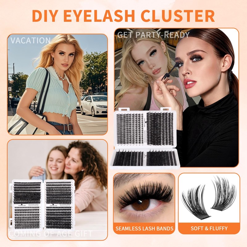 Lash Clusters Kit Volume Fluff Extensions 621Pcs Individual Cluster