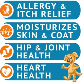 GOODGROWLIES Omega 3 Alaskan Fish Oil Treats for Dogs - Dry&Itchy Skin + Allergy - Shiny Coats - EPA&DHA Fatty Acids - Natural Salmon Oil Chews - 180 Soft Chews - Bacon & Chicken