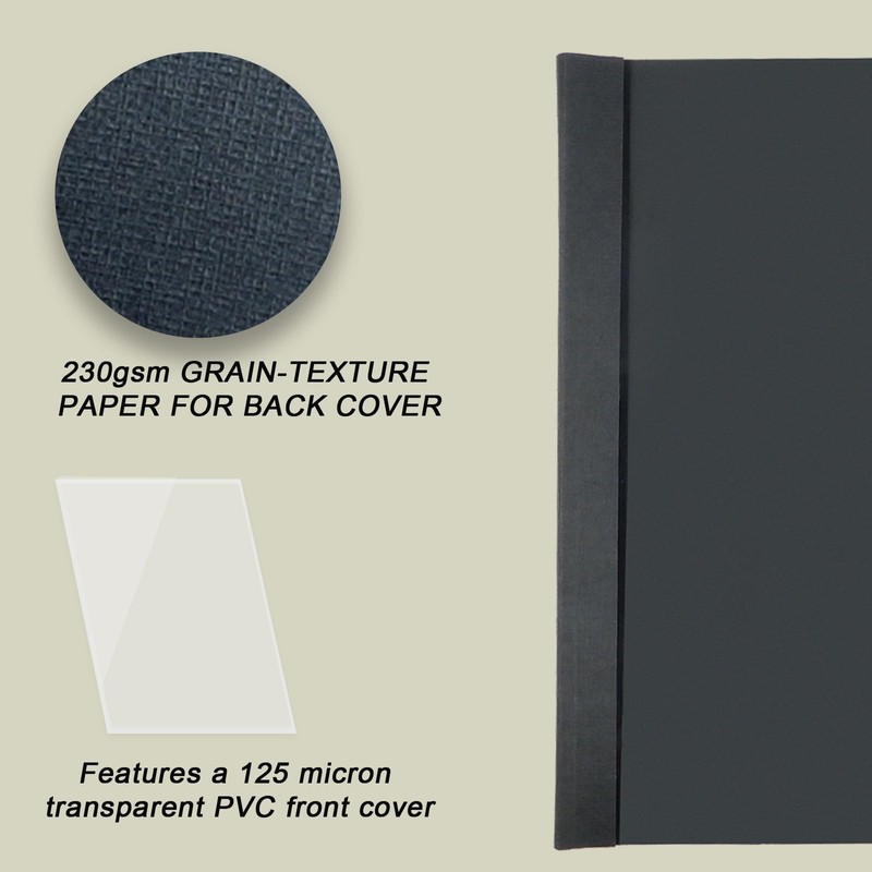 RAYSON Thermal Binding Covers, 25 Sheets, 3 mm, A4, Black