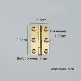 4 Pcs 1.5" Door Hinges Brass Folding Hinges for Gate Window Closet Drawer Boxes