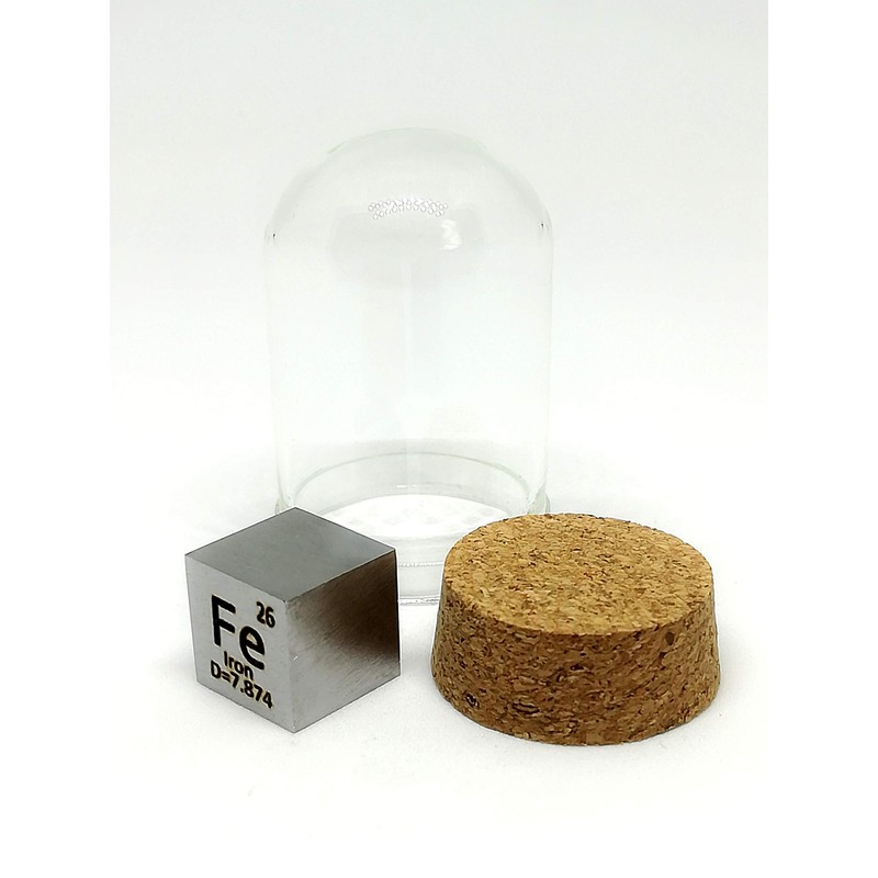 Elemental Specimen Iron Fe (0.4 inch (10 mm) Cube, Engraved