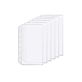 6 Pack A7 6 Holes Binder Pockets Plastic Binder Folders Waterproof 6 Holes Holder for Receipt Ticket (Pocket, A7)
