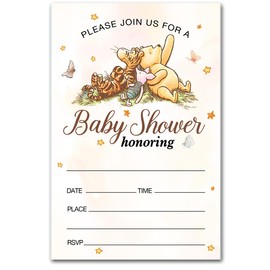 brayqu Winnie the Pooh Baby Shower Party Invitations Pooh Bear Baby Shower Party Invites (20 Cards with Envelopes)