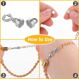8 Pack Silver Magnetic Necklace Clasps Magnetic Necklaces Clasps Connector Magnetic Bracelets Clasp Converters for Bracelet Necklace Anklets Making (2CM)