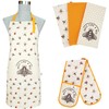 Sterling Sports 5-Piece Kitchen Set Apron, Double Oven Gloves &
