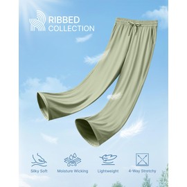 G4Free Wide Leg Pants Yoga Pants Women with Pockets High Waisted Lounge Pants Comfy Drawstring Pants (Gray Olive,M,29")