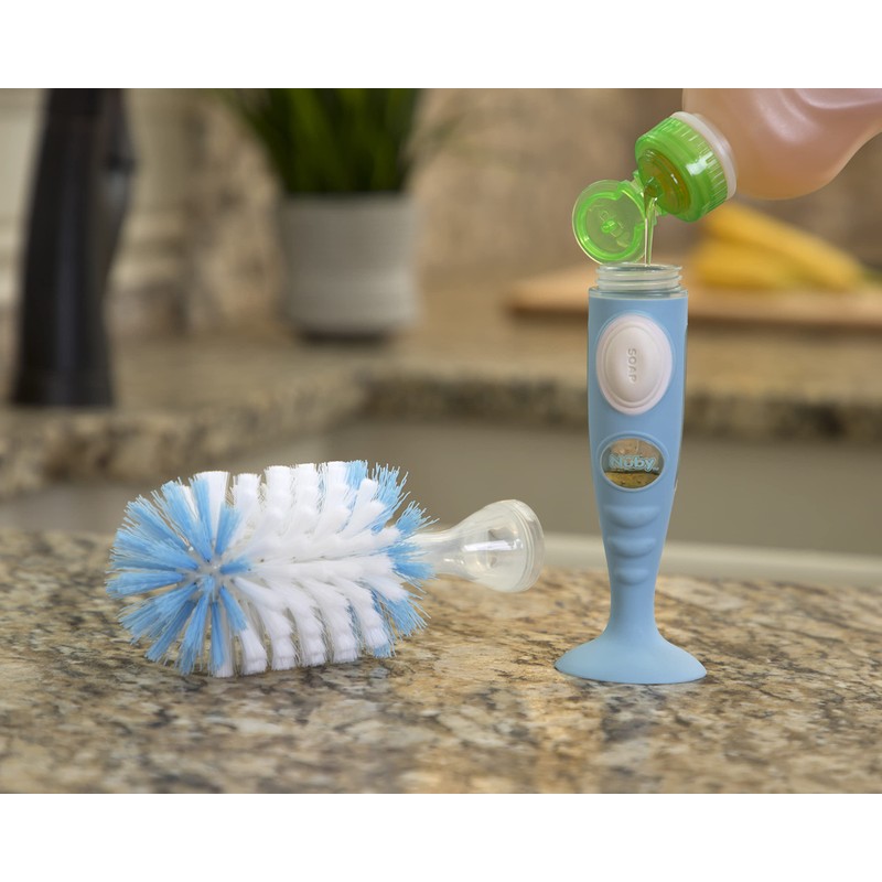 Nuby Easy Clean Dispensing Soft and Durable Bristle Bottle Brush