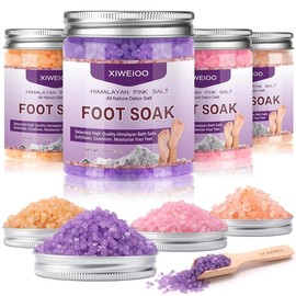 XIWEIOO Tea Tree Oil Foot Soak Stubborn Foot Odor, Athletes Lavender Foot Soak with Pure Epsom Salt Soak Pedicure Salt Athletes Foot & Stubborn Foot Bath Salt Softens Calluses & Soothes Foot Care spa\u2026 - Color: Himalayan Pink Salt 4 Set