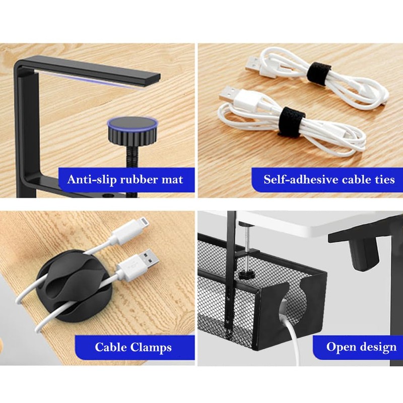 Haiansan Under Desk Cable Management Tray, No-Drill Under Desk Cable