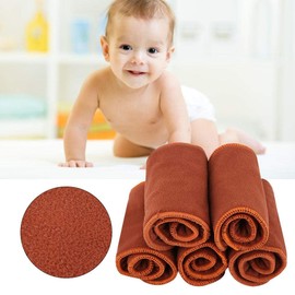 Pack of 5 Baby Nappy Liners, Brown, Soft, Washable Cloth Nappy, 4 Layers, Reusable Bamboo Insert Liner, Nappy Pad for Children