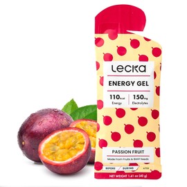Lecka Energy Gel, 12 Gels | for Endurance Exercise, Made with Real Fruits and Basil Seeds, Provides Natural Energy and Electrolytes (Passion Fruit 2)