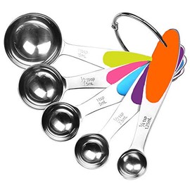 -Juego de cucharas medidoras de acero inoxidable apilables de 5 piezas - Juego de medicin para cocinar y hornear (A)                                  