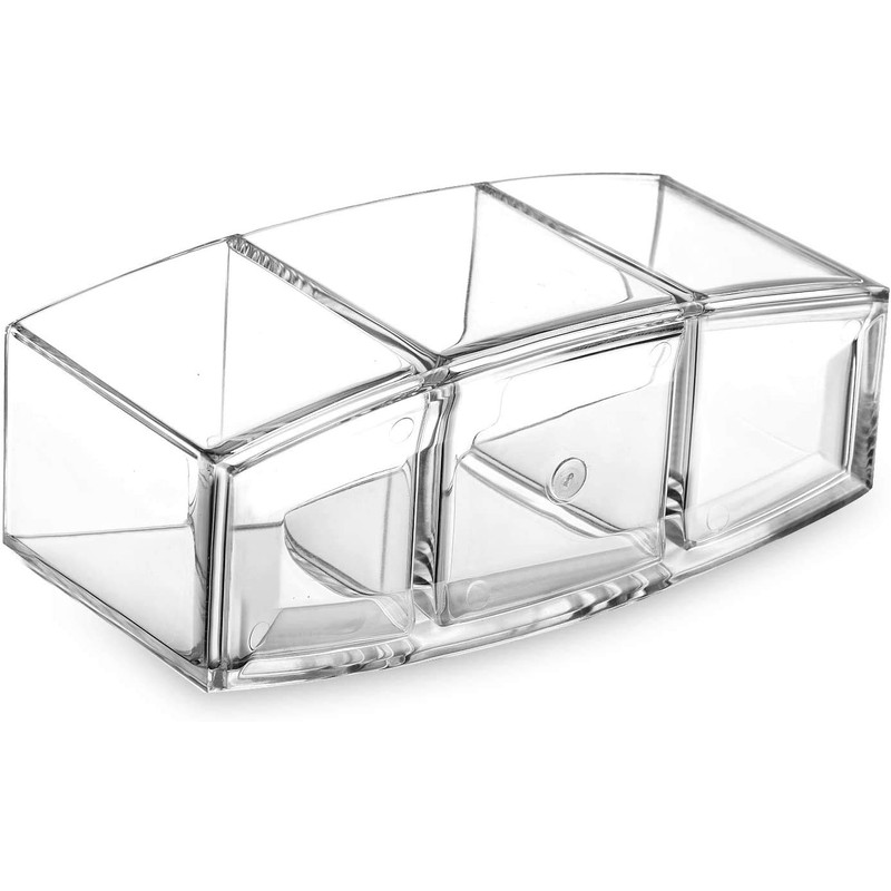 FWE Clear Makeup Brush Holder Organizer, 3 Slot Acrylic Cosmetics