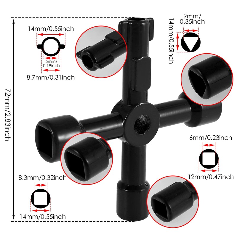 Kandishiex 12PCS 4 in 1 Meter Box Key, Universal Cross