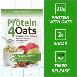 PEScience PEScience Select Protein4Oats, Apple Cinnamon, 12 Serving, Whey and Casein Blend for Oats and Oatmeal