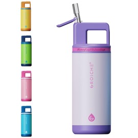 GROSCHE Alpine Flip n' Sip 16oz Insulated Water Bottle - Stainless Steel, Leakproof Flask with Straw - Perfect for Gym, Travel & Outdoor Use - Keeps Water Cold Upto 60 hrs - Cosmic Purple