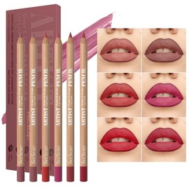 Beauty Glazed 【Buy 1 Get 1 Free】6 Piece Nude Waterproof Long Lasting Lip Liner, Free Moisturizing Lip Oil, Cosmetics, Mother's Day Gift - Colour: PINK-ROSY