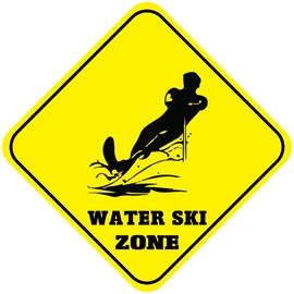 Aluminum Cross Sign Water Ski Zone Crossing Style C Metal Wall Decor - 12"x12"