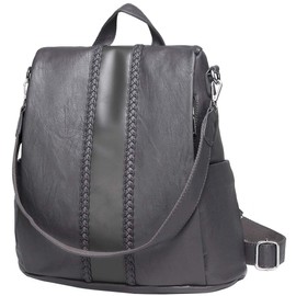 VASCHY Women's Backpack, Fashion Anti-Theft Bag Waterproof Hand Faux Leather Elegant School Bag Girl Lightweight for College Work Travel Leisure Vintage Weaving Gift with Shoulder Strap Grey, grey,