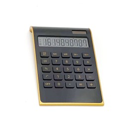 Solar Gold Calculator Standard Function Desktop Calculator LCD 10-Digit Desktop Calculator for Office, Home (Black)