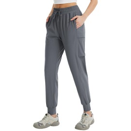 baleaf Joggers for Women Hiking Pants with Pockets Lightweight Cargo Jogger Quick Dry Sweatpants Outdoor Clothing Dark Gray 2XL