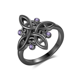 Witches Knot Ring 925 Sterling Silver Nudo de Bruja Original Black Witch Knot Rings Witchy Jewelry Gifts for Women Size 7 8, Metal, Cubic Zirconia