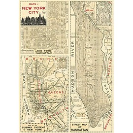 Cavallini & Co. New York City Map Decorative Paper Sheet 20"x28"
