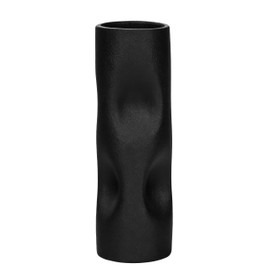 OOSTONEE 11 Inch Black Matte Ceramic Vase – Tall Flower Vase, Modern Geometric Decorative Accent for Living Room, Shelf, or Coffee Table